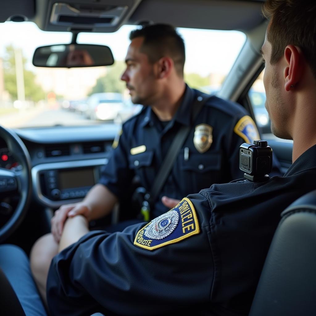 Police Officer Wearing a Body Camera During a Traffic Stop