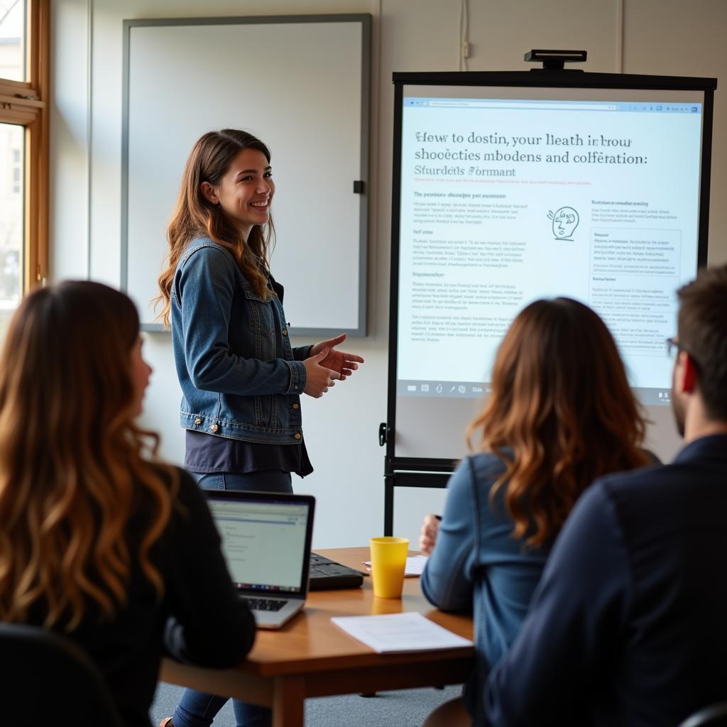 Student presenting research findings at Polygence