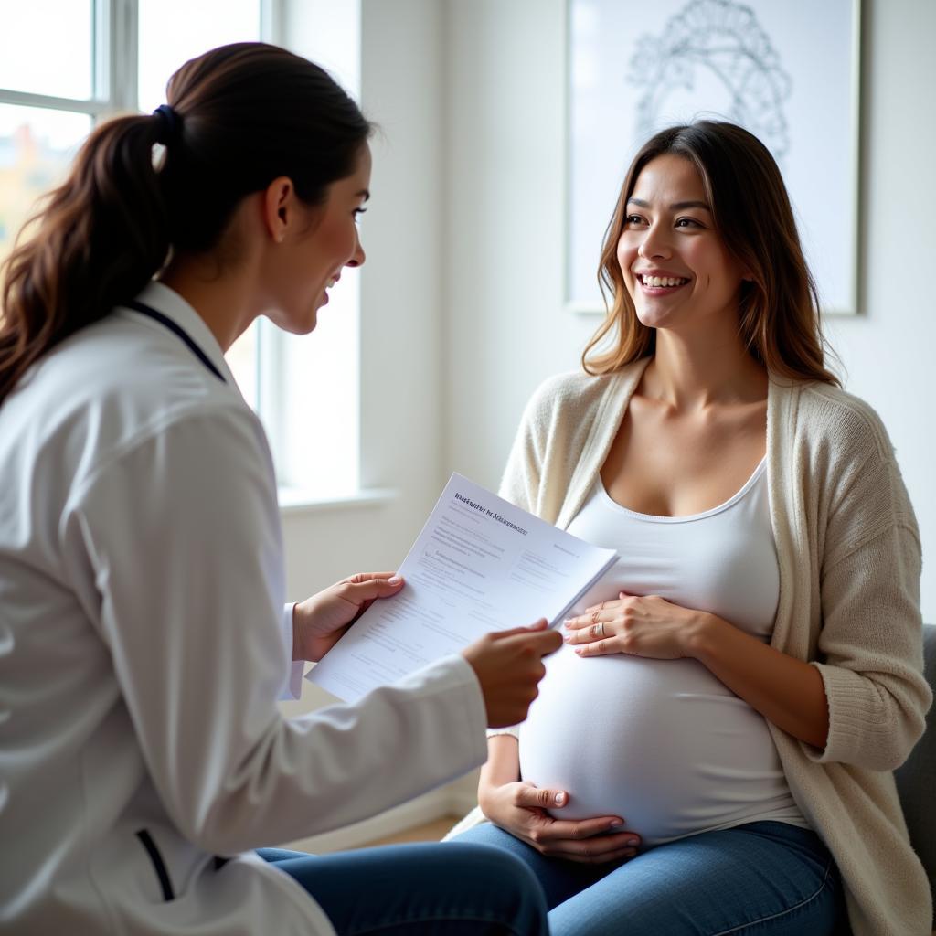 Pregnant Woman Discussing Research Study with Doctor