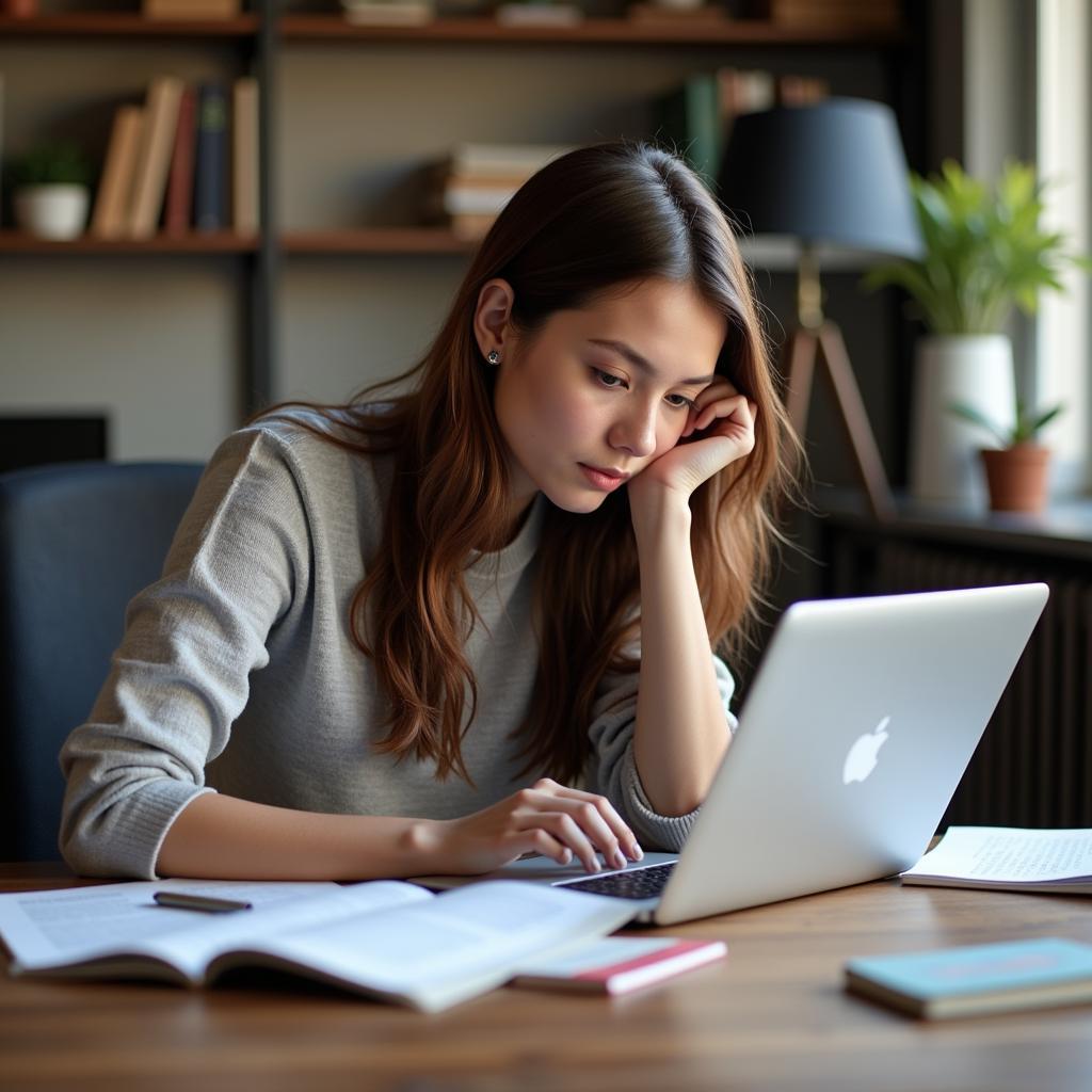 Psychology Research: Student Working on Laptop