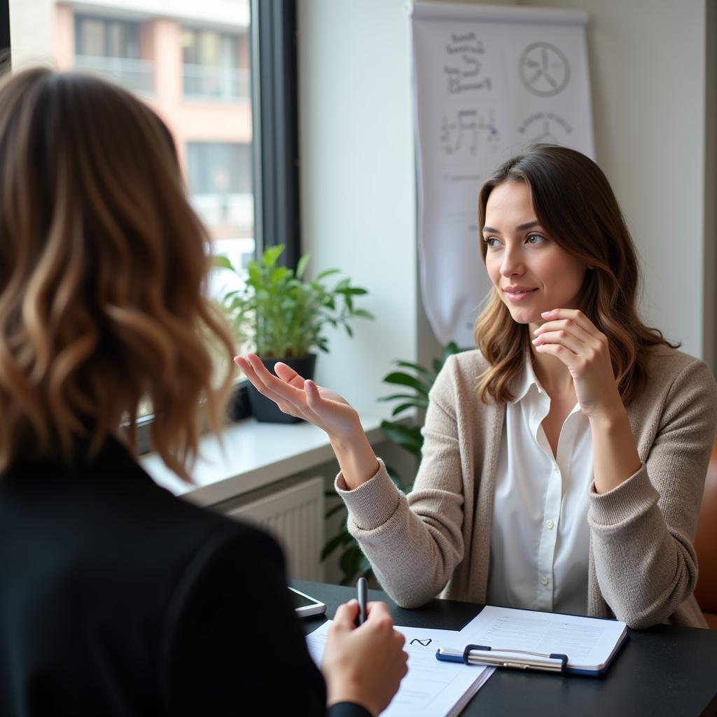 Woman being interviewed for qualitative market research