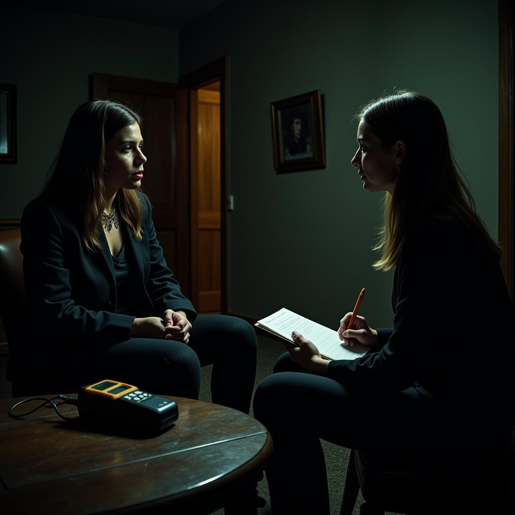 Paranormal Investigator Conducting an Interview