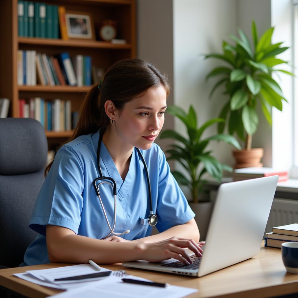 Remote Nurse Researcher Working From Home