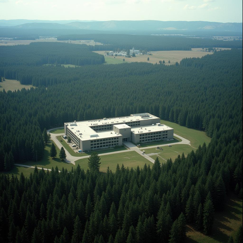 Aerial view of Renstar Medical Research Ocala, highlighting its isolated location.