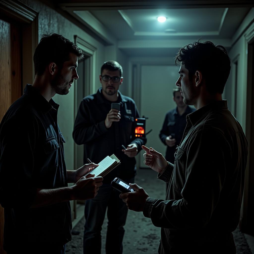 Paranormal investigators conducting a research action project