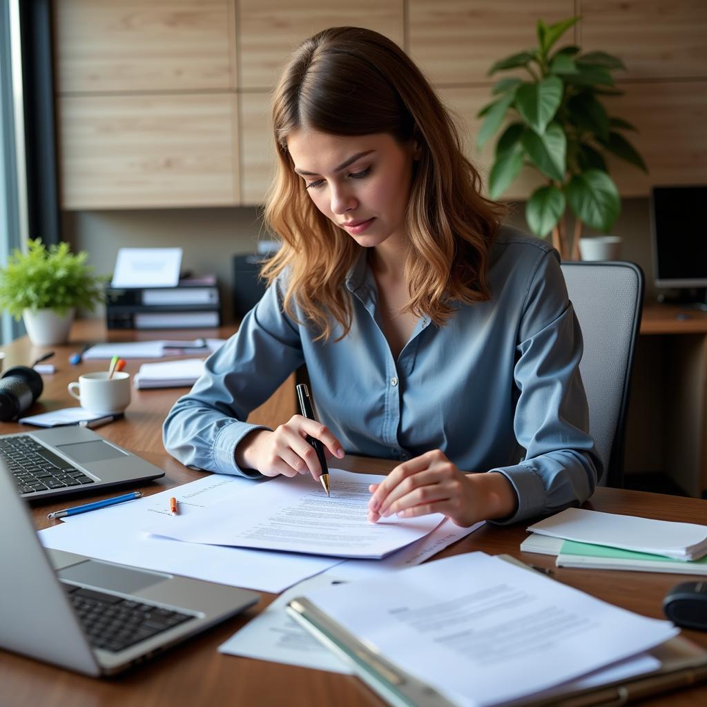 Research administrator working on a grant proposal