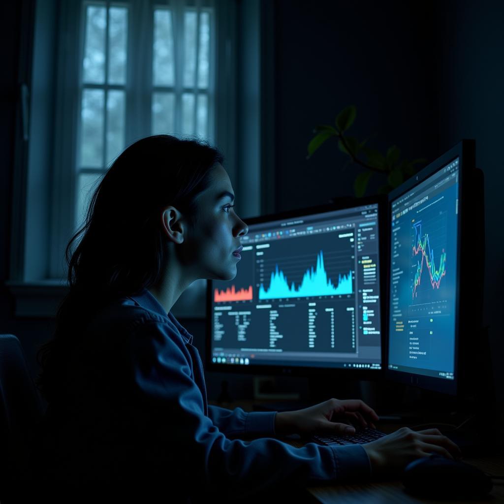 Research associate analyzing data on a computer