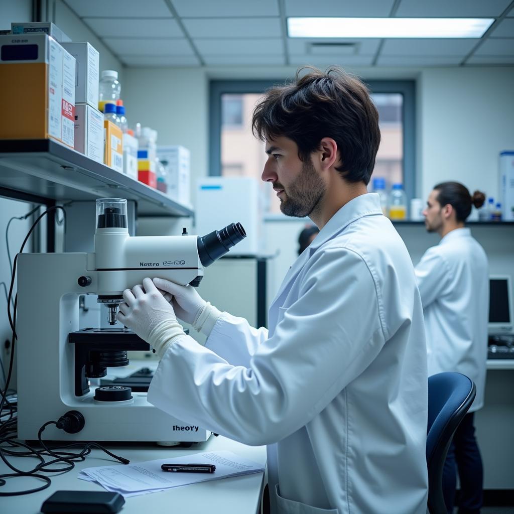 Research associate conducting lab work in a New York City research facility.