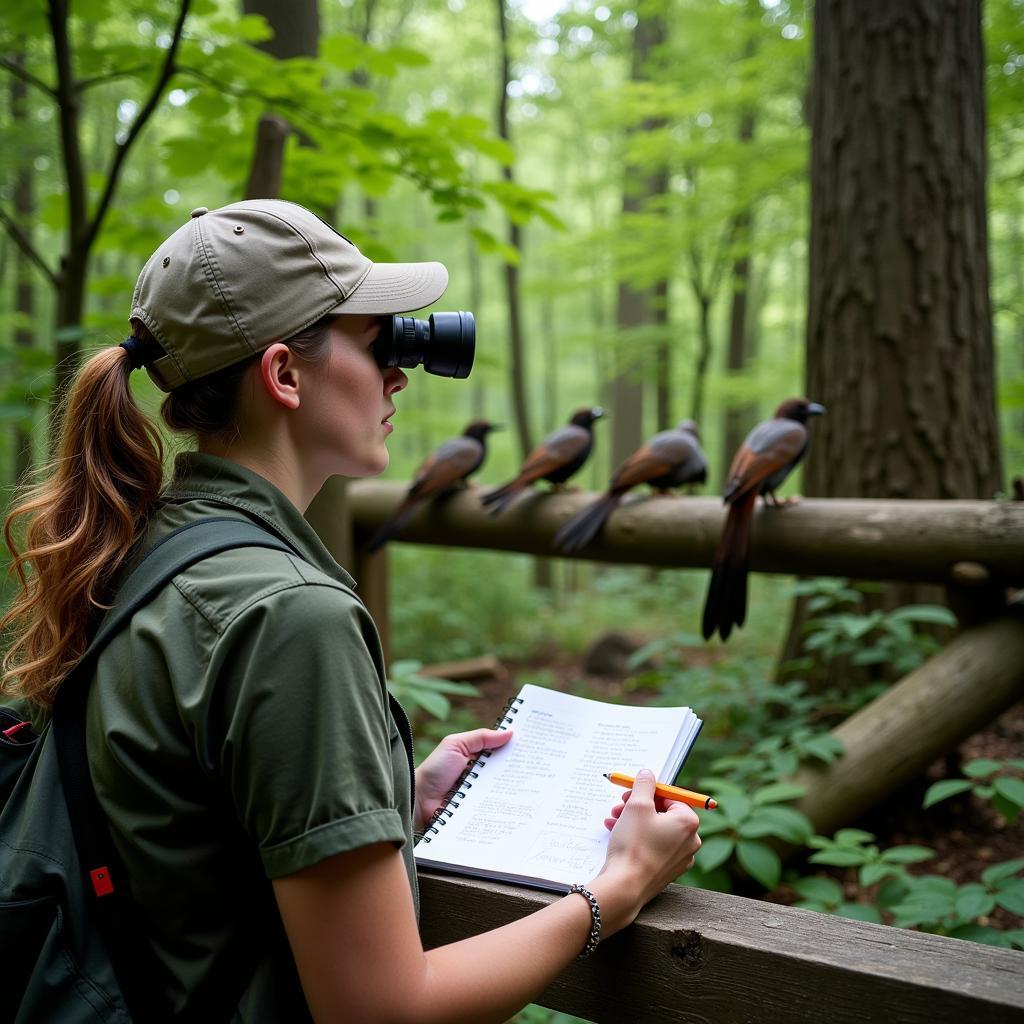 Research Ecologist Conducting Field Work