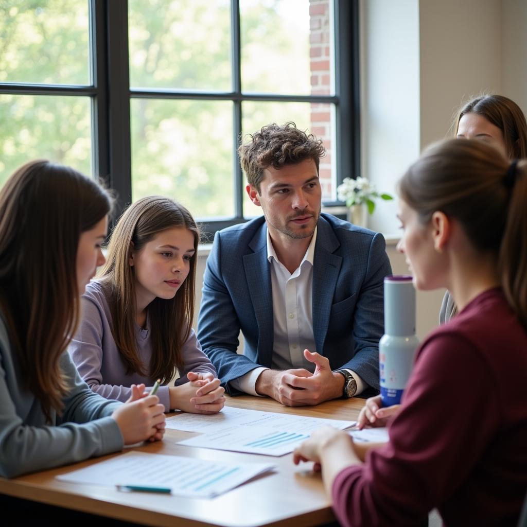 Research Fellow Mentoring Students in a University Setting