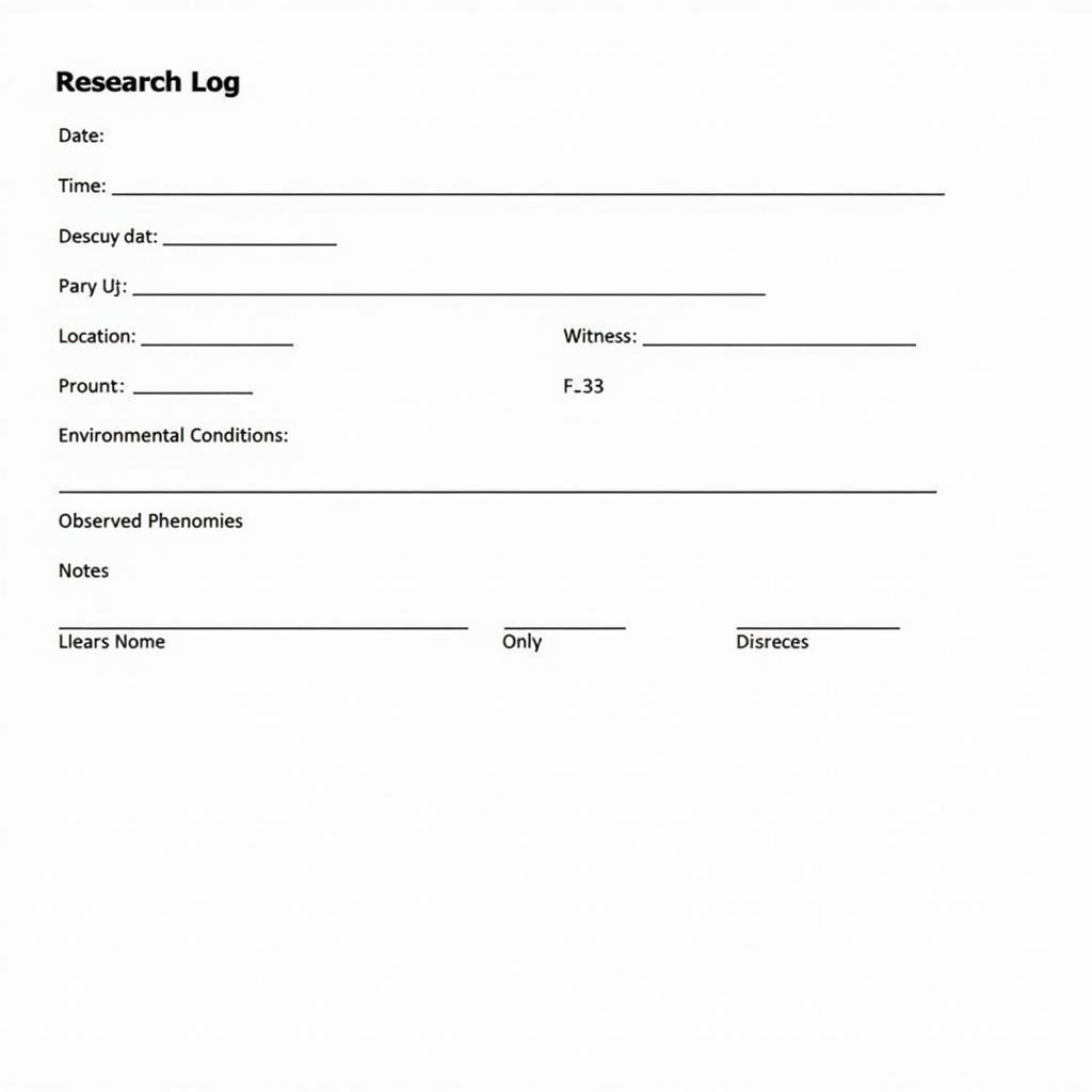 Example of a Research Log Template