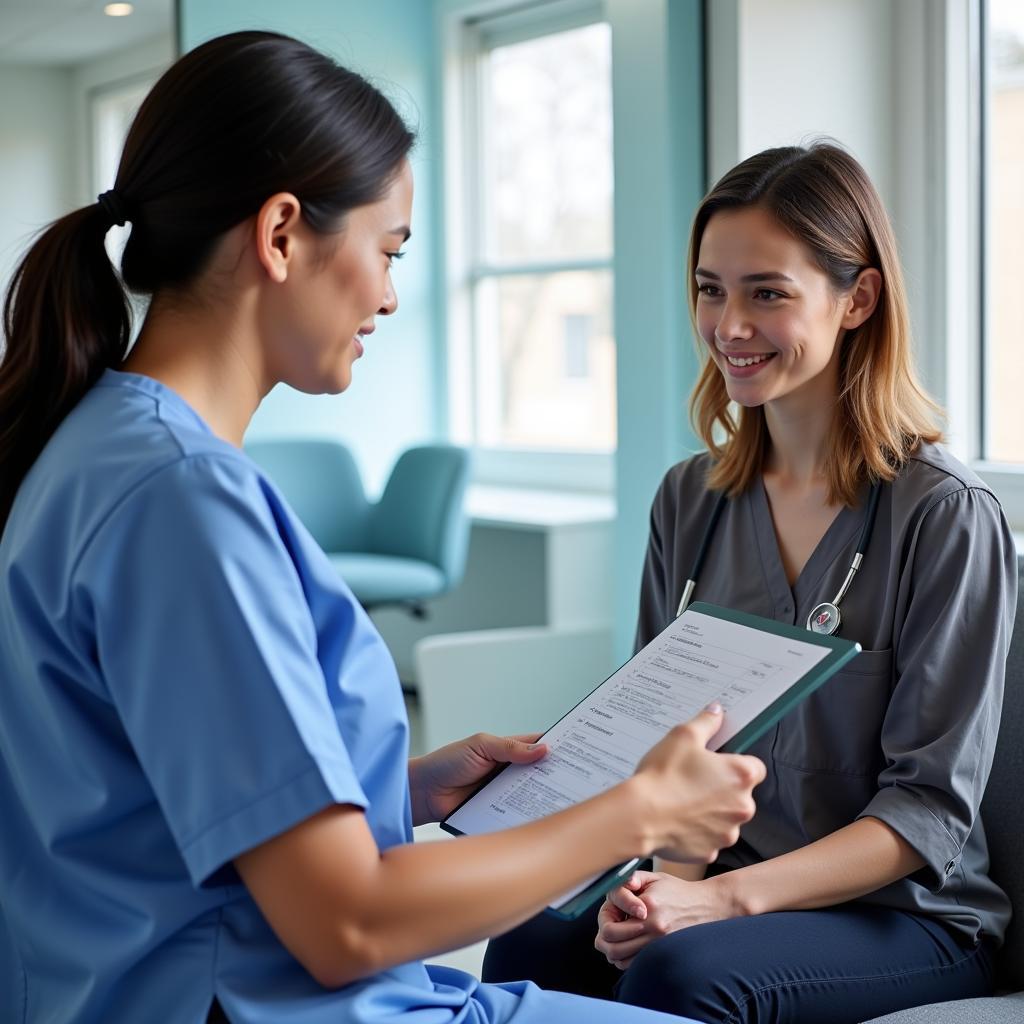 Research Nurse Working with Patient