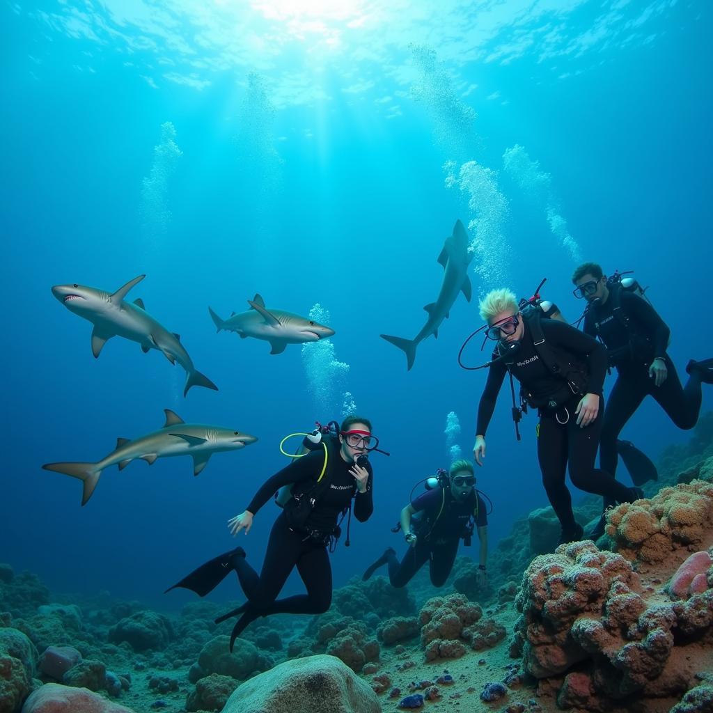 Research Team Diving with Sharks