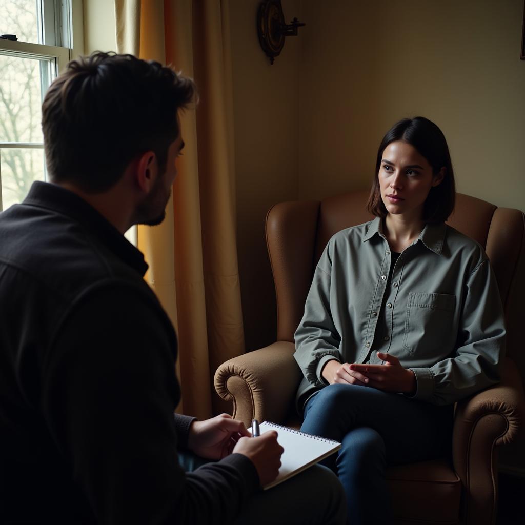 Researcher Interviewing Witness of Paranormal Event