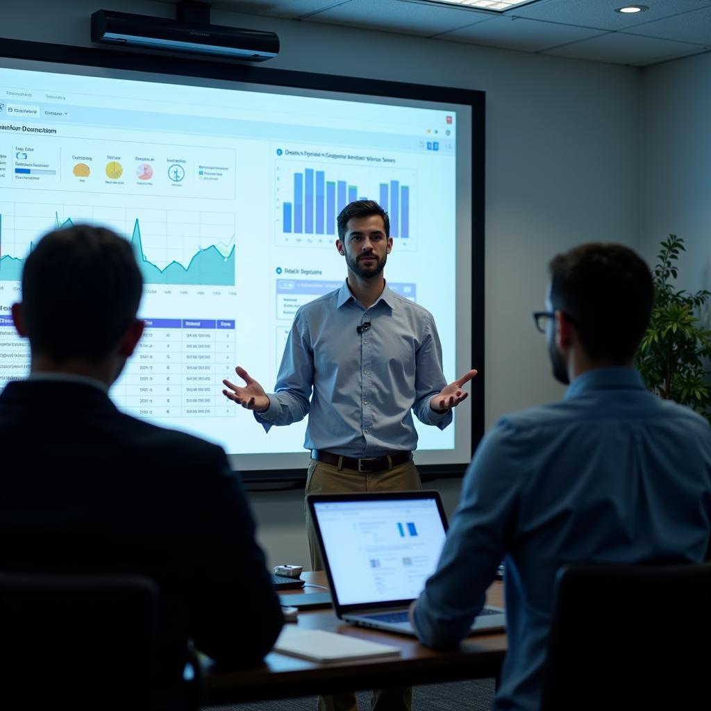 Researcher presenting their findings at a meeting