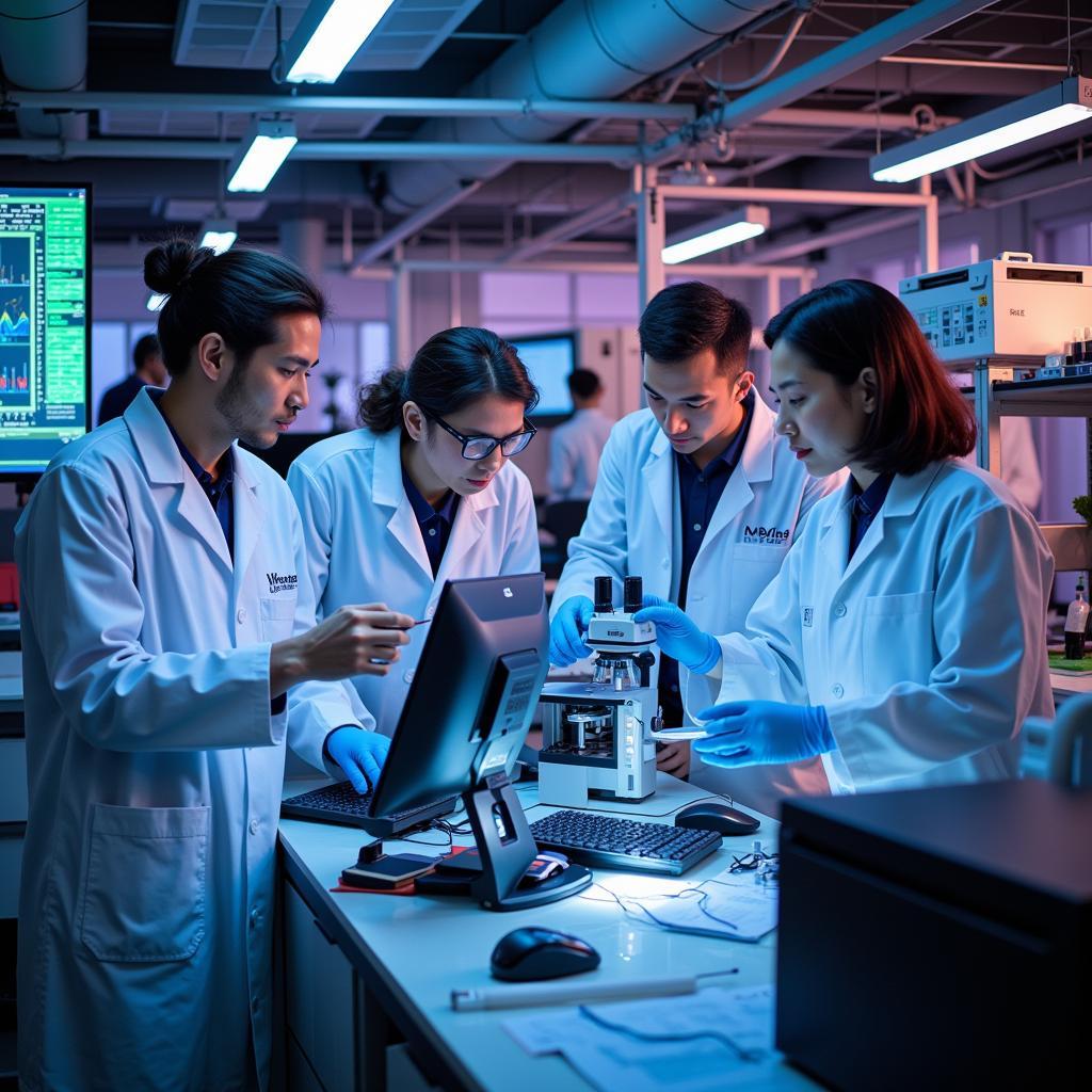 Rice University Research Lab - Scientists collaborating on a groundbreaking project.