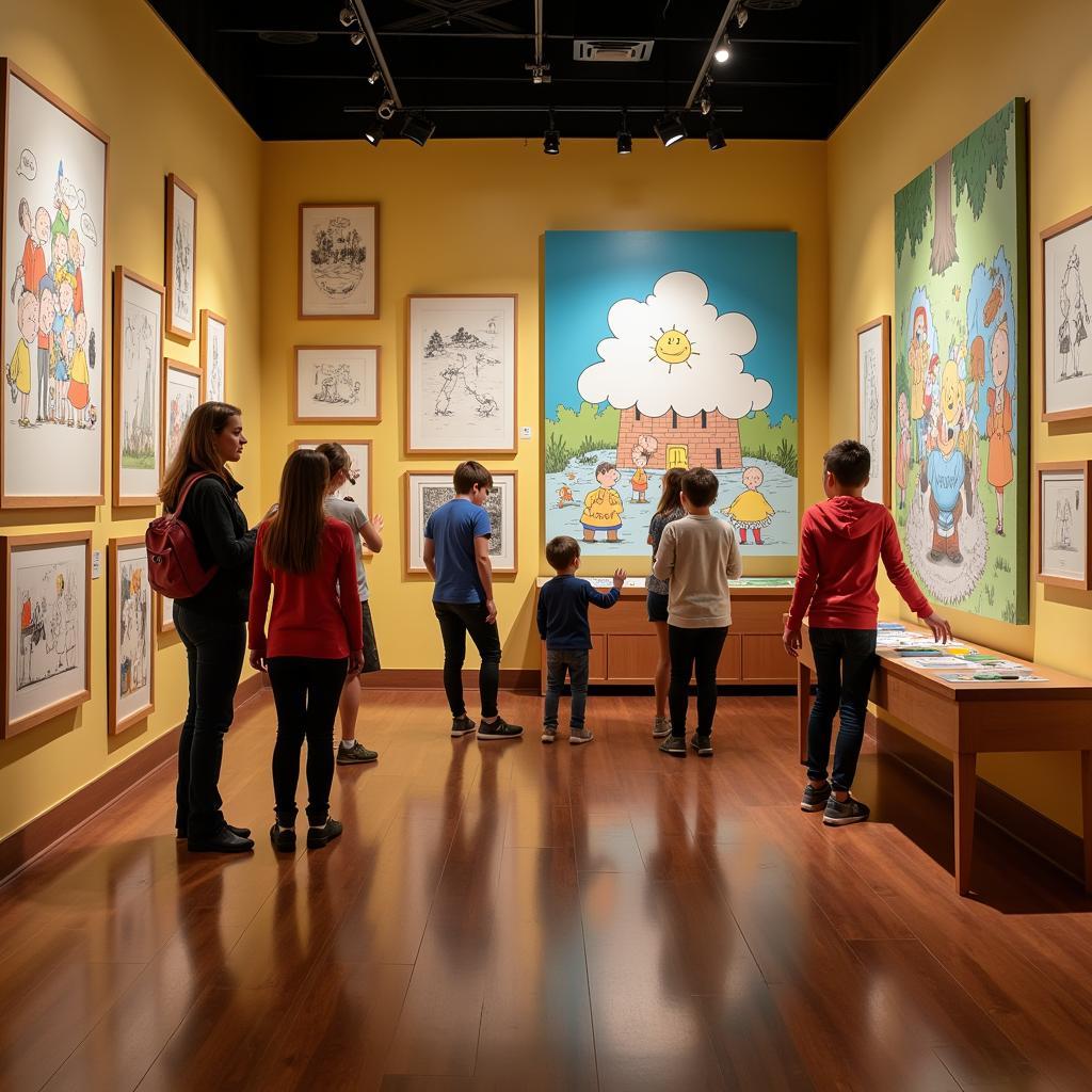 Visitors Engaging with Schulz Museum Exhibits