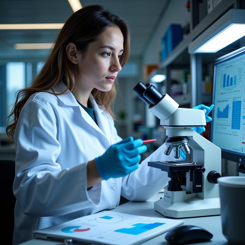 Scientist Analyzing Data in Lab