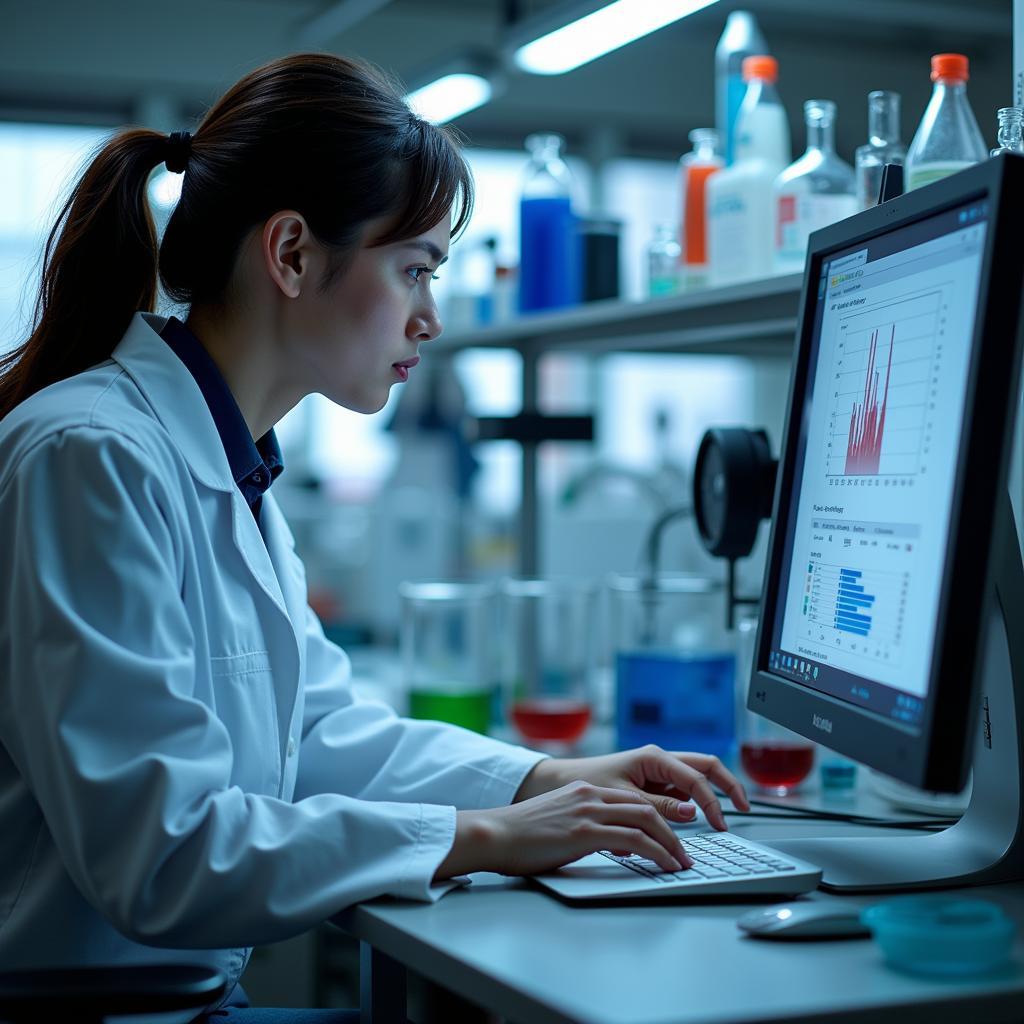 A scientist conducting trace element analysis in a laboratory