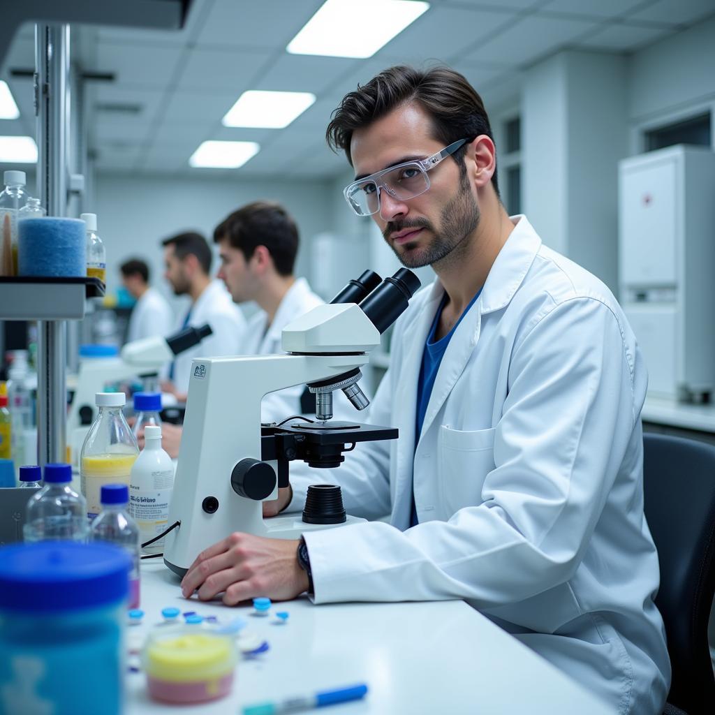 A scientist conducts research in a state-of-the-art laboratory.