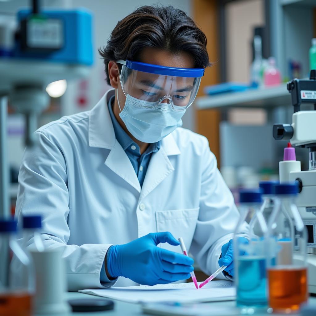 Scientist Working in a Bioscience Laboratory