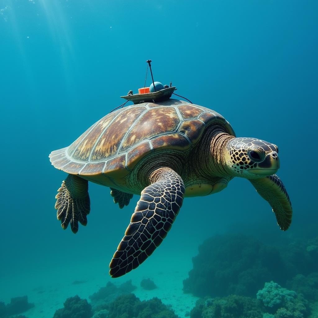 Satellite Tagged Sea Turtle for Migration Study