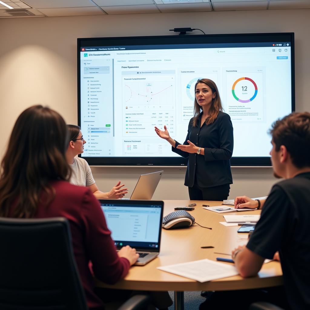 Senior UX Researcher Leading a Team Meeting