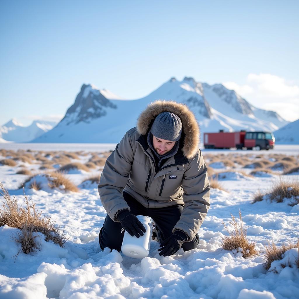 Signy Researcher Collecting Samples