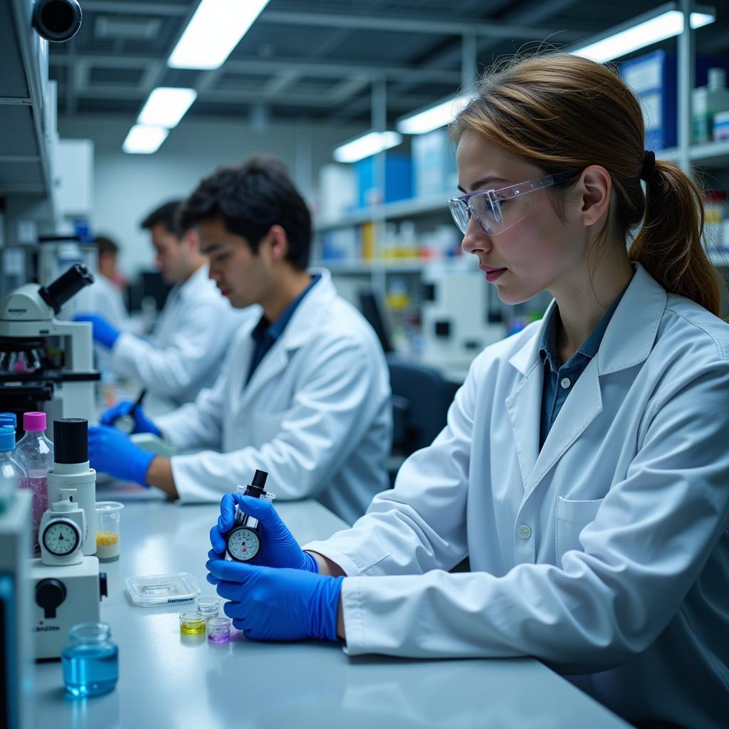 Researchers working in a biomedical lab at SLU translational research department