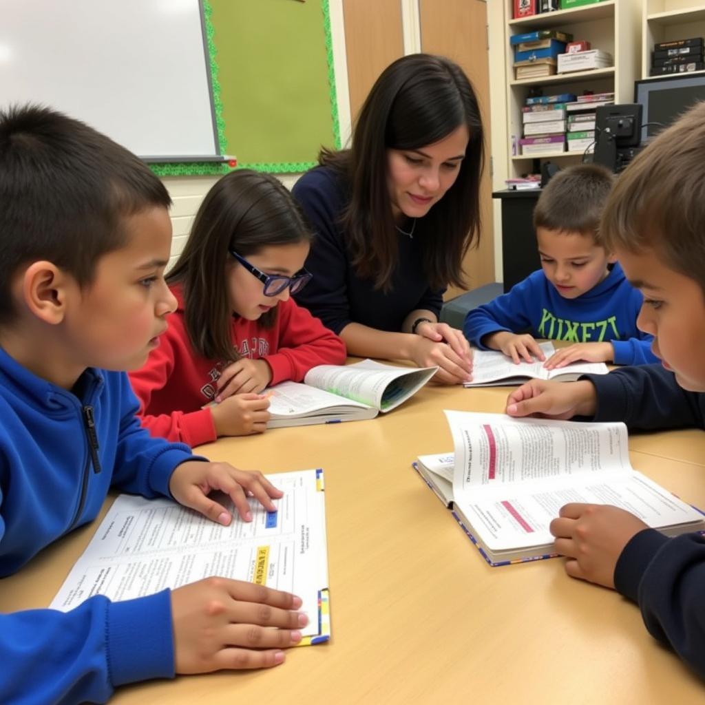 Small group reading intervention session utilizing a research-based program.