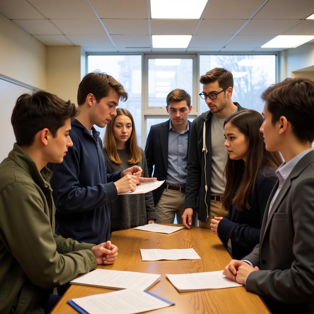 High school students conducting a social psychology experiment