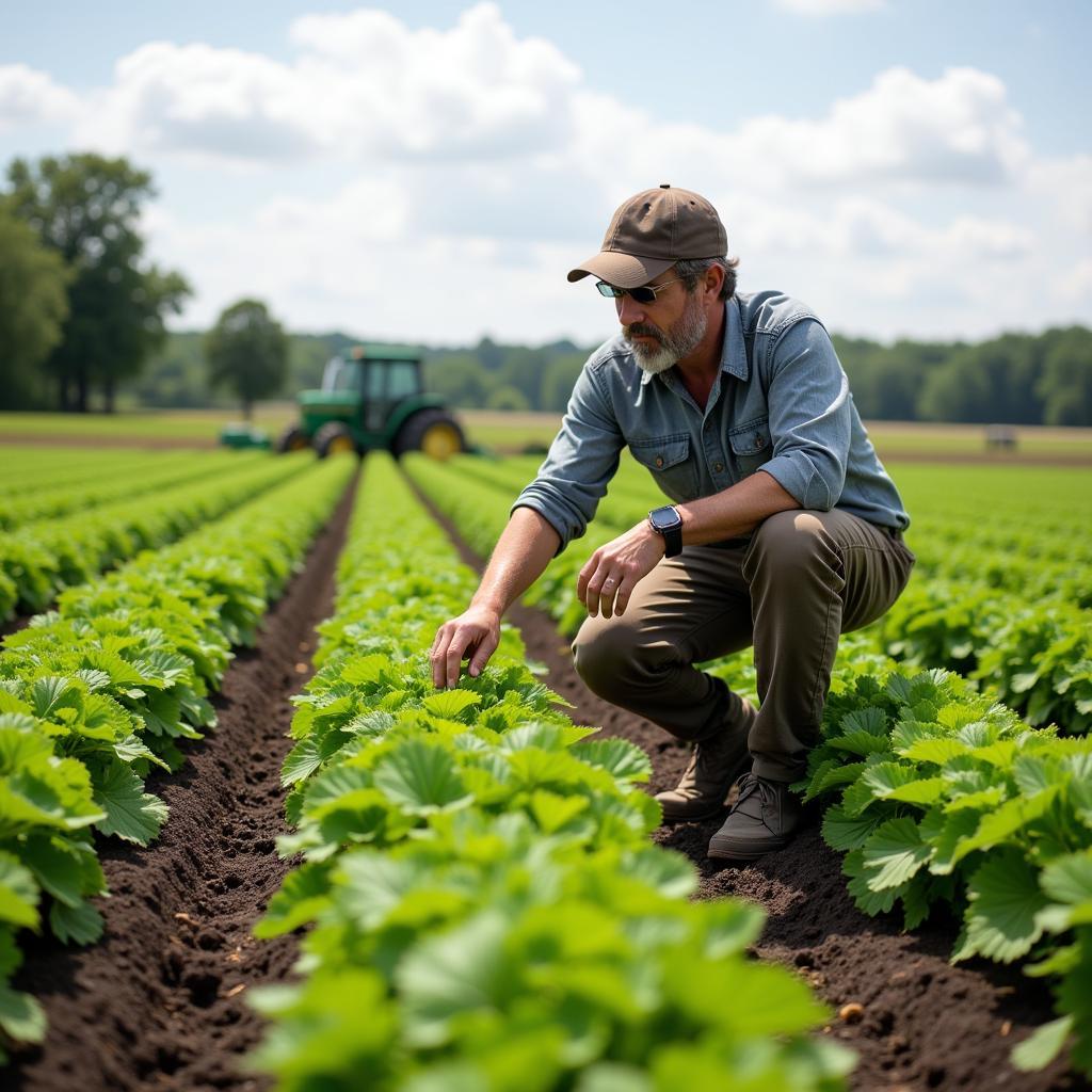 A farmer implementing sustainable farming practices based on MSU research