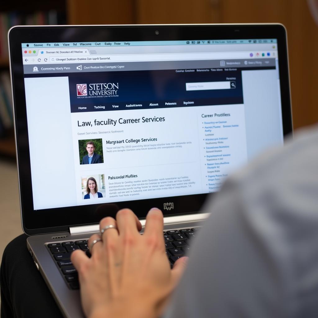 A student actively searching for research assistant positions on Stetson Law's website