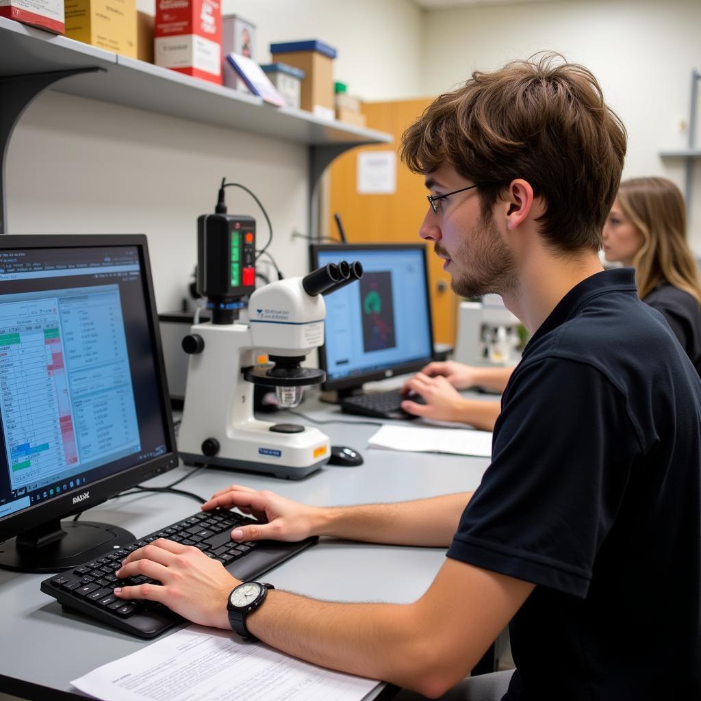 Student Conducting a Psychology Experiment in a Lab