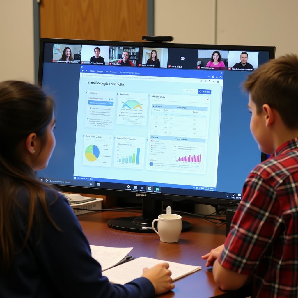 A student presents their research findings in a virtual conference.