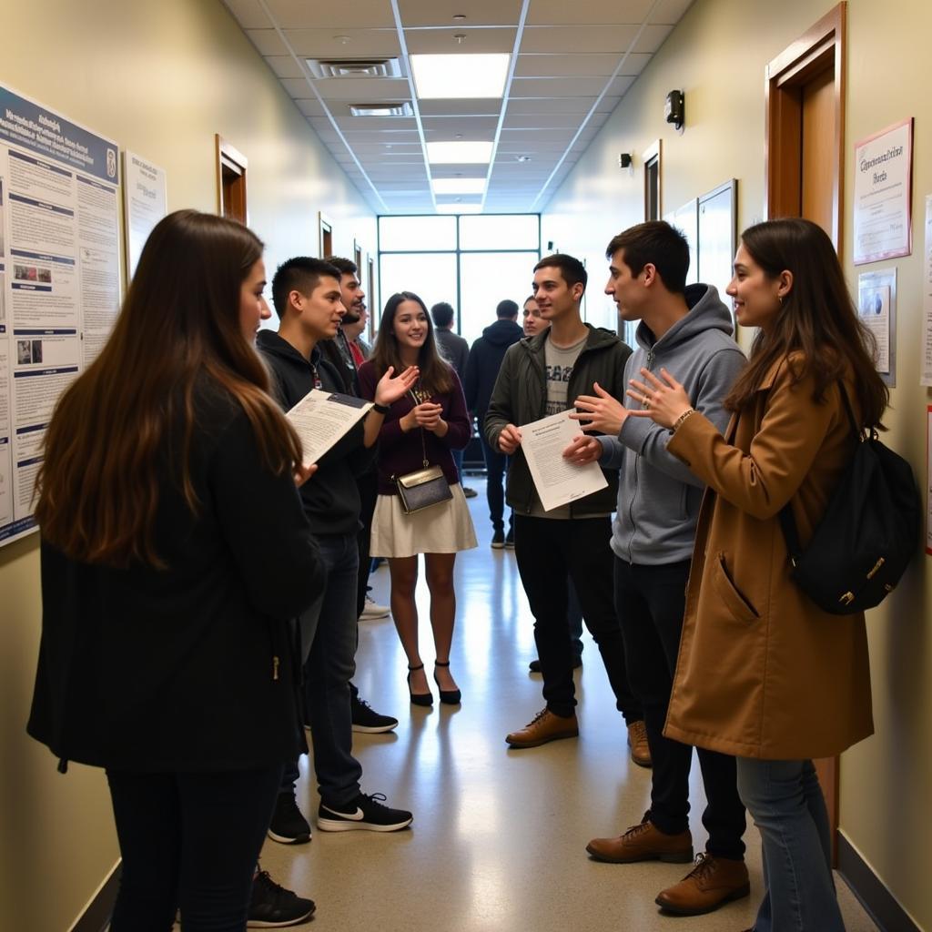 Students Networking at a Research Symposium