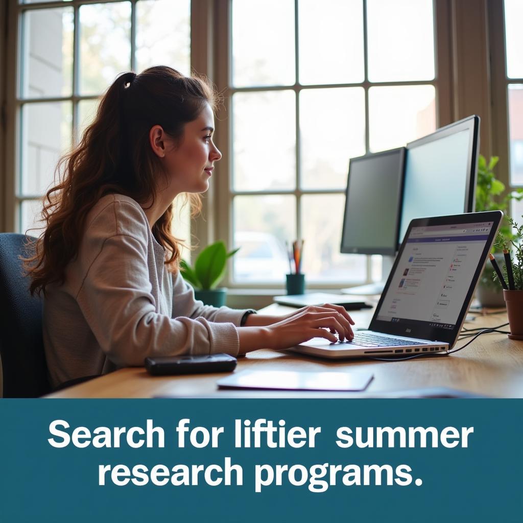 Student Researching REU Programs Online