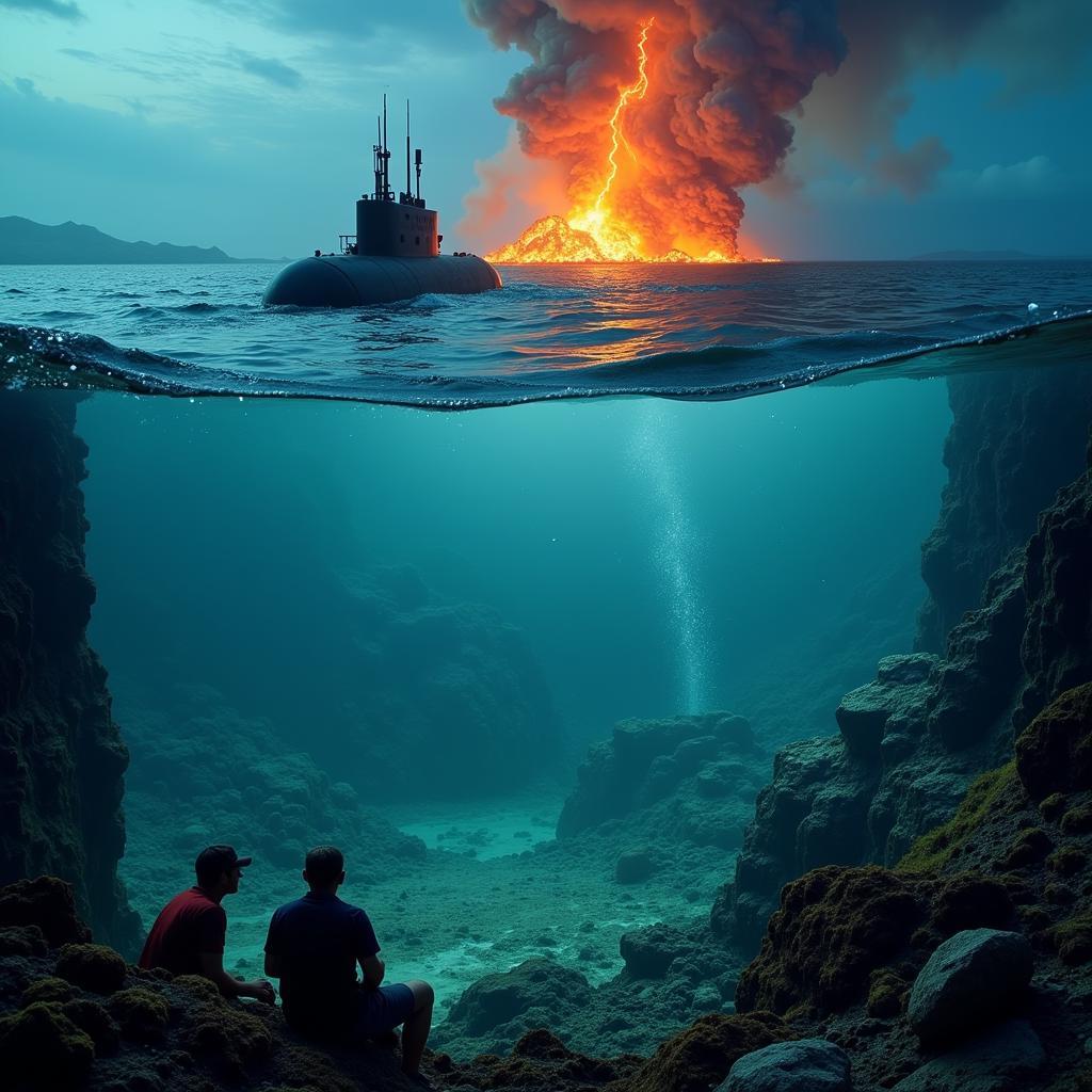 Submarine Researching Underwater Volcanic Activity