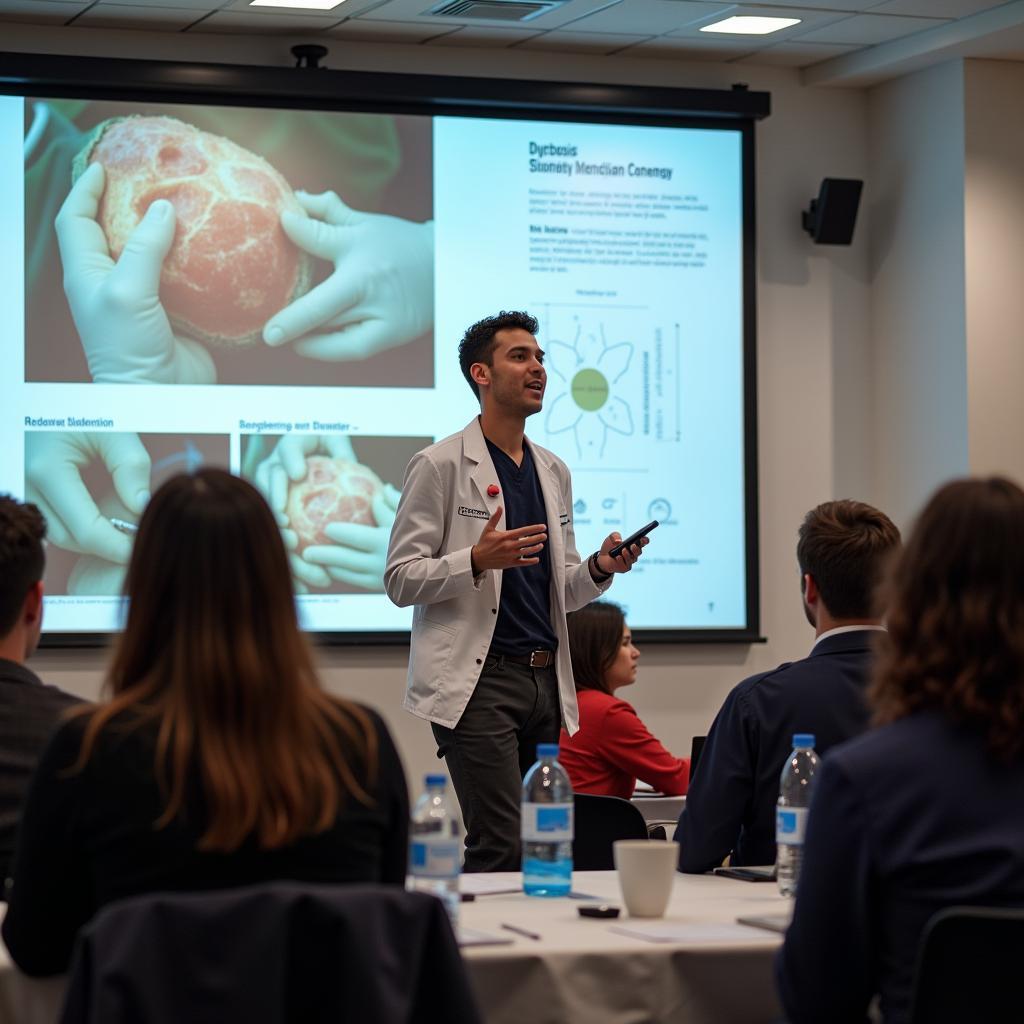 Student presenting research findings at a conference