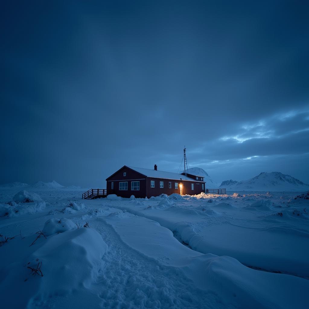 Svea Research Station in the Antarctic Winter