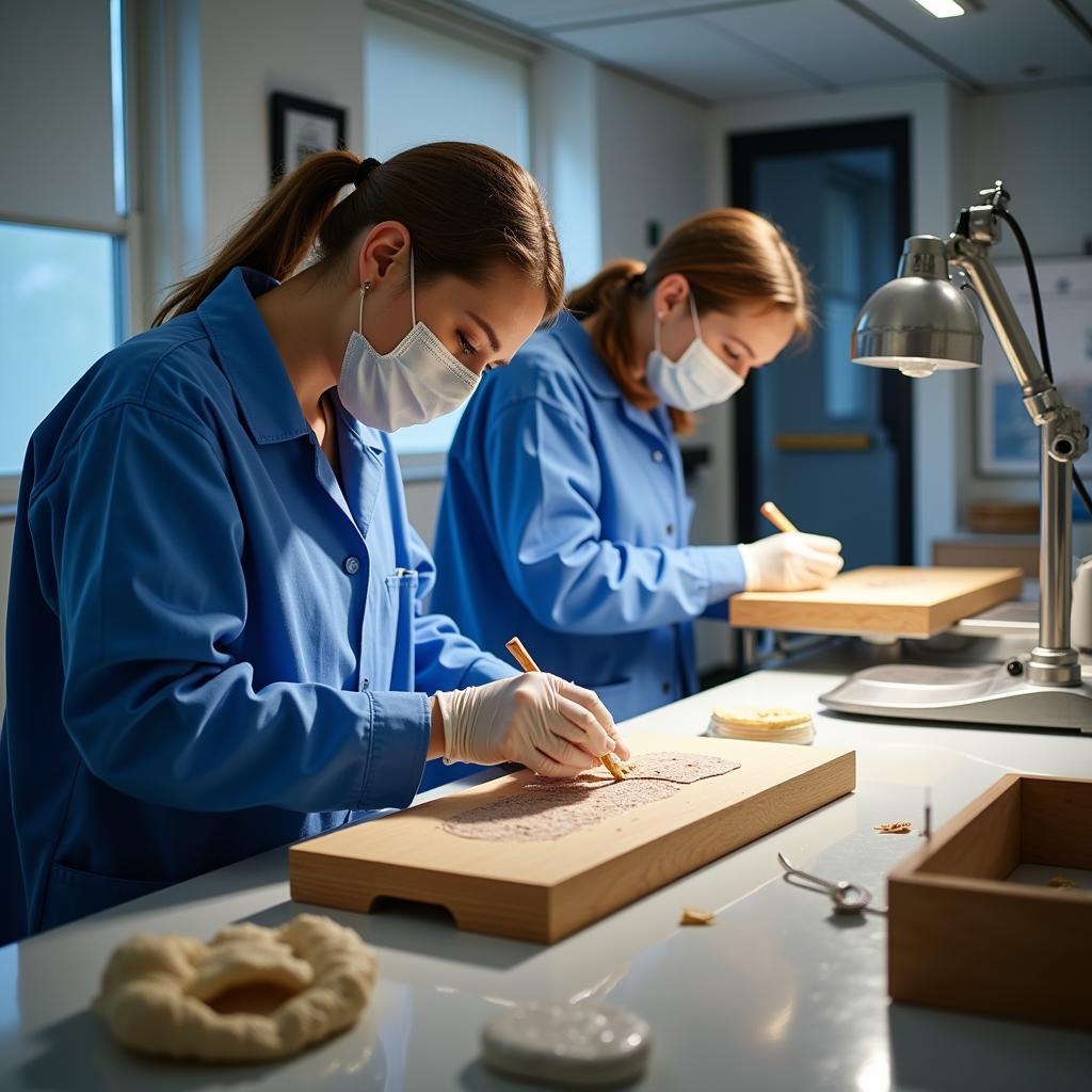 Conservators working in the TNRICP laboratory