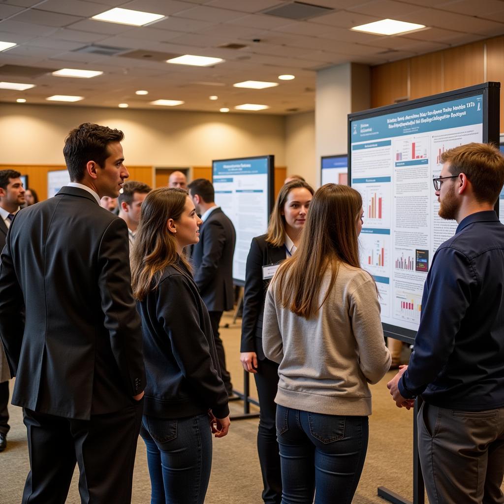 Students presenting their research at an undergraduate research conference