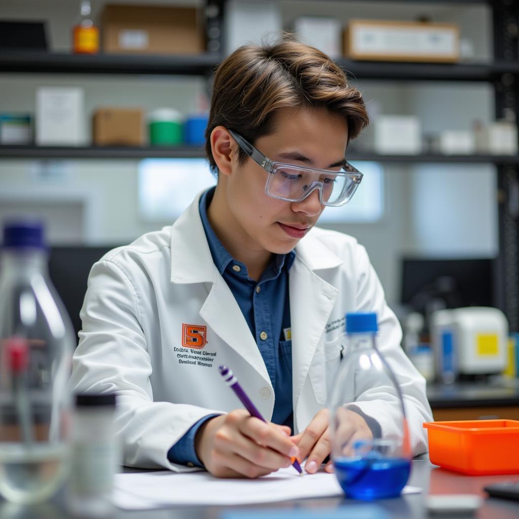 Syracuse University Undergraduate Student Conducting Research in a Lab