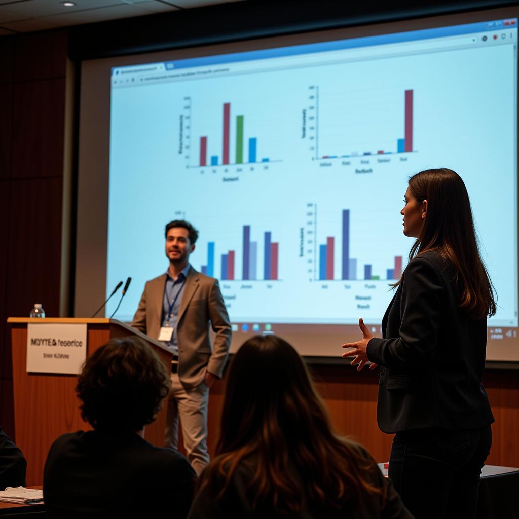 Undergraduate Student Presenting Research Findings at a Conference