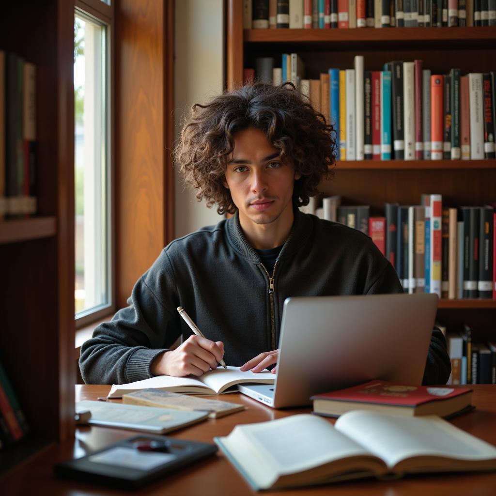 UNLV Student Conducting Research in the Library