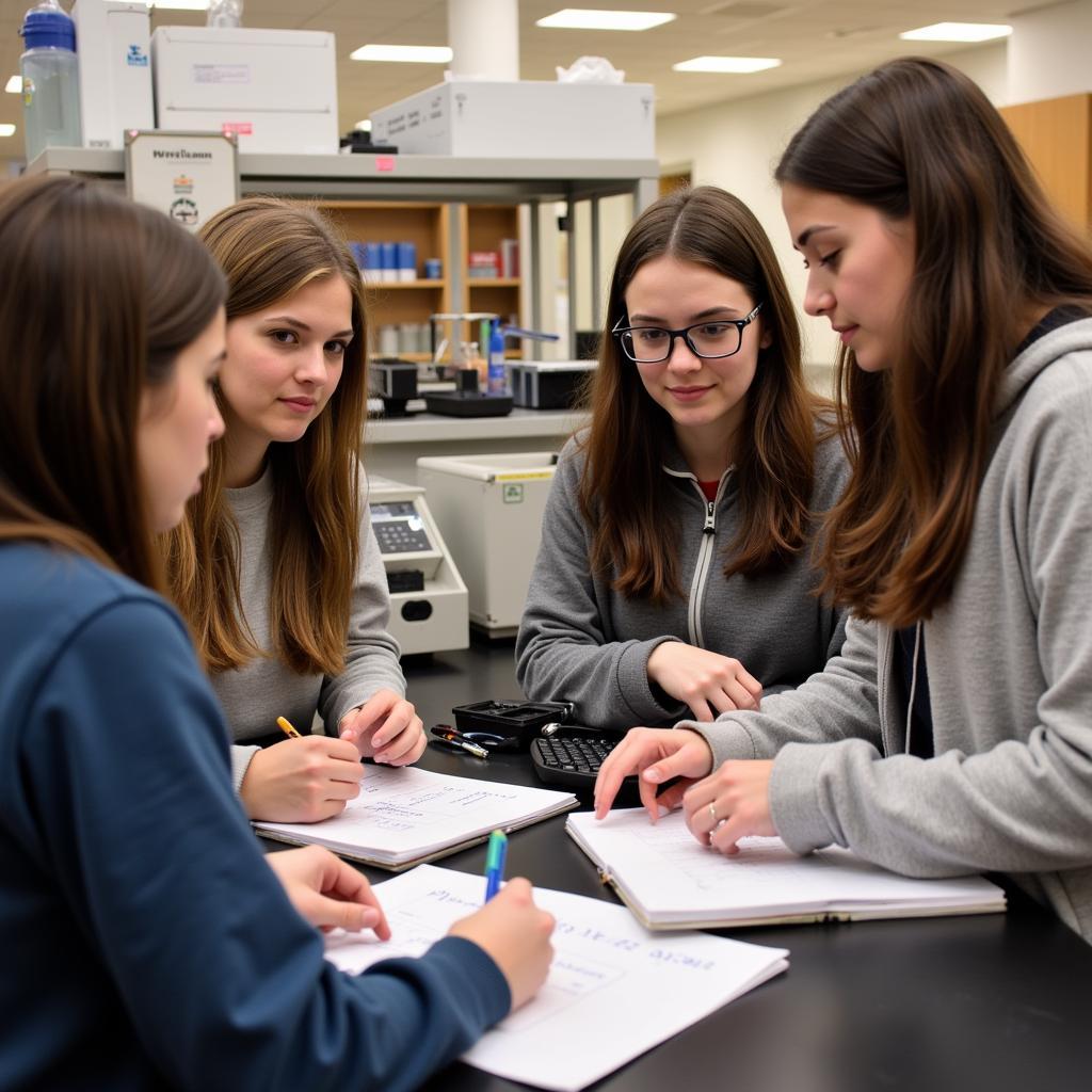 Students collaborating on a research project at UW Madison