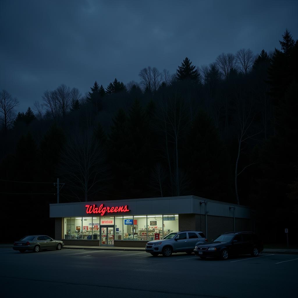 Walgreens Pharmacy near Research Forest at Night