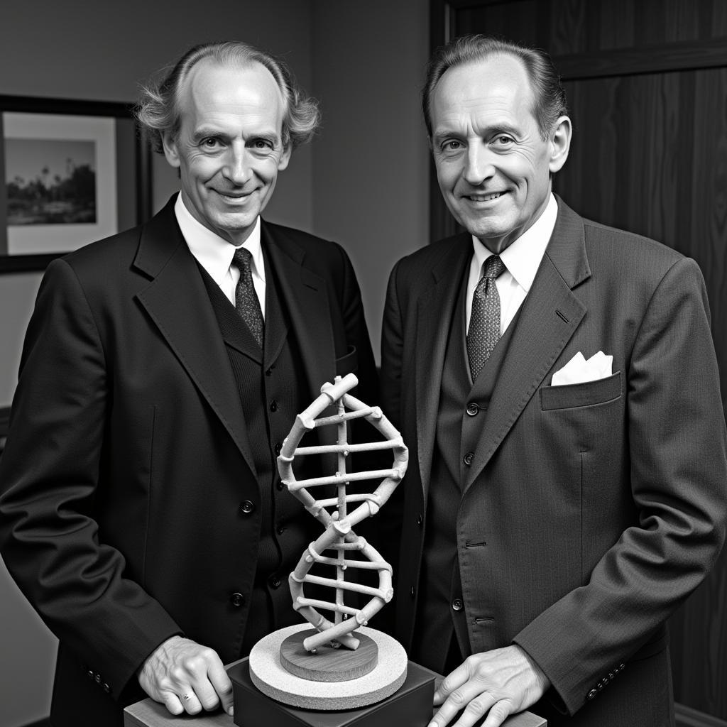 Watson and Crick with their DNA Model