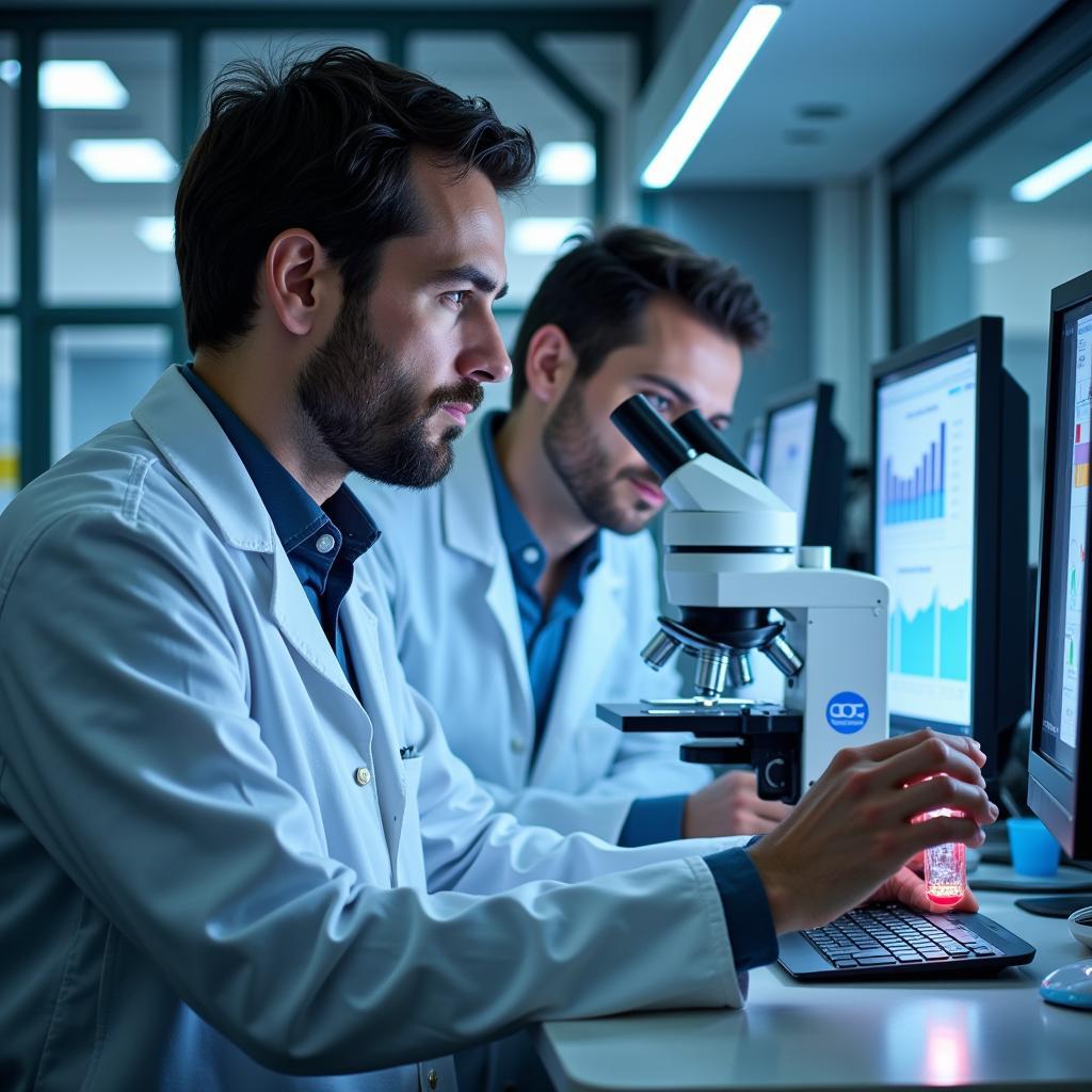 WFRC Scientists Analyzing Data in a Laboratory Setting