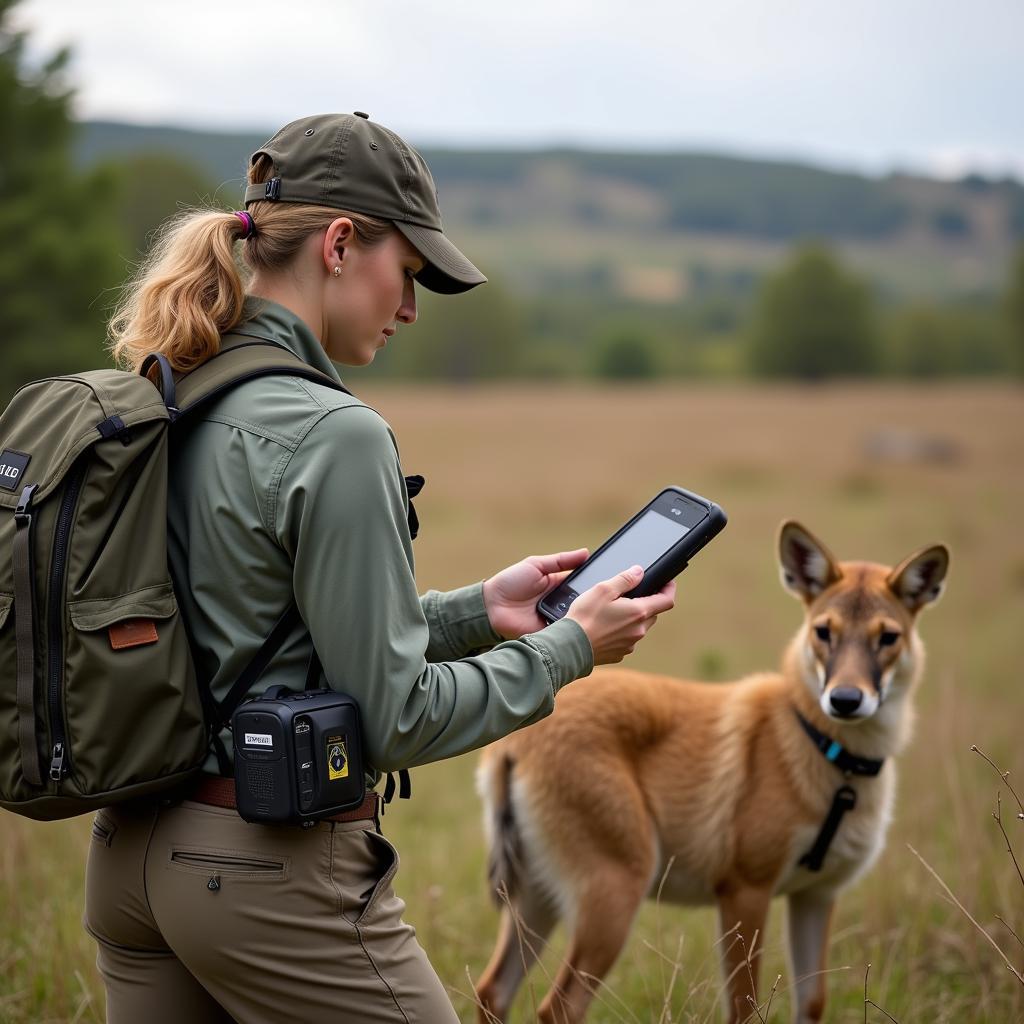 Wildlife Biologist Tracking Animal Movements in the Field